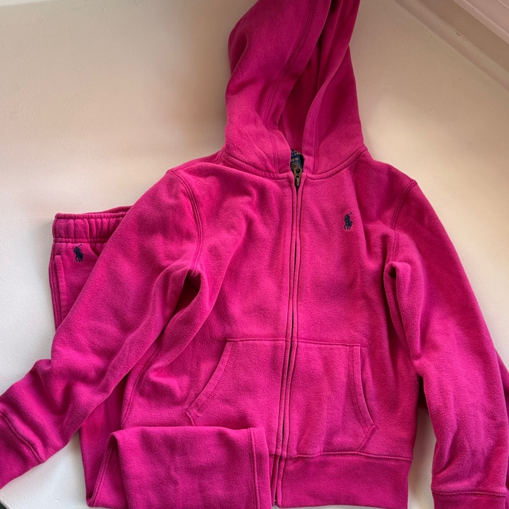 Ralph Lauren Kids Fuchsia Hooded Zip Sweatshirt and Sweatpants
